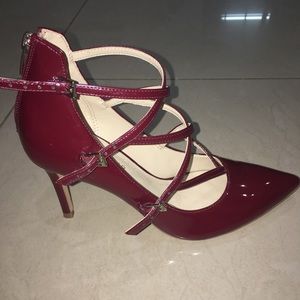 Marc Fisher Wine Cross Strap Heels